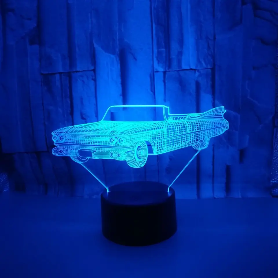 Brilantný kreatívny darček 3D nočná stolová lampa Športové auto USB 3D vizuálna stolová lampa Detská izba dekorácia 3D nočné svetlo