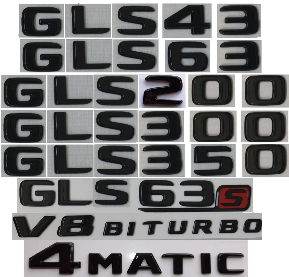 Brilantný lesklý lesklý lesklý lesklý čierny kmeňa Písmená znak pre Mercedes Benz W166 GLS63 AMG GLS350 GLS400 GLS500 4MATIC 2017+