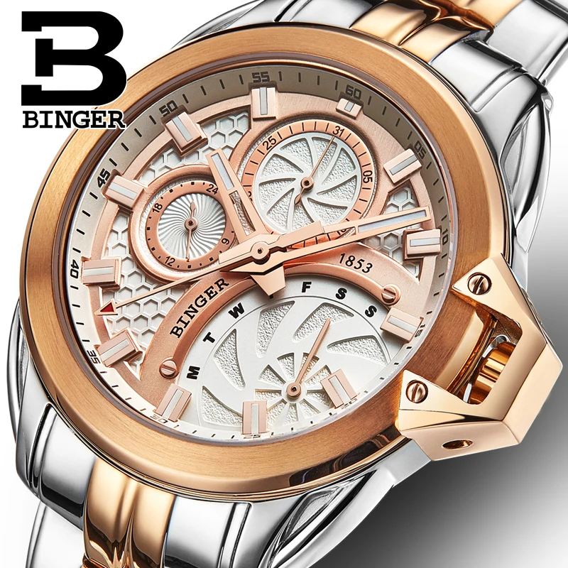 Bringer pre pánske náramky Sport Quartz Chronograph 3D Dial Luminous Calendar Waterproof Watch Male Multifunction Relogio maskul