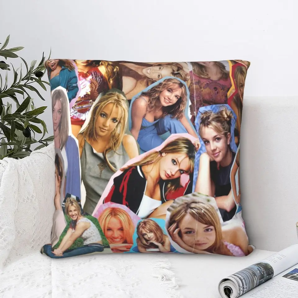Britney Spears Square vankúš Pollowcase Polyester vankúš na vankúš zamatový vankúš na zips dekoratívny vankúš.