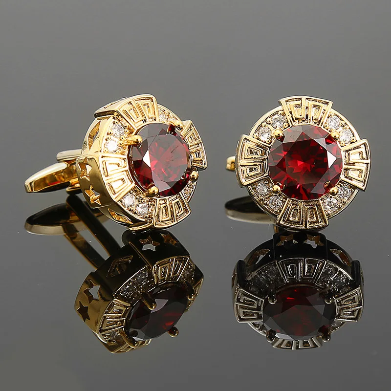 Britské gombíky Cufflinks Luxusné zirkónové rukávové gombíky Pánske košele Cufflinks Premium francúzske manžety Links Crystal Copper Cuff gombíky