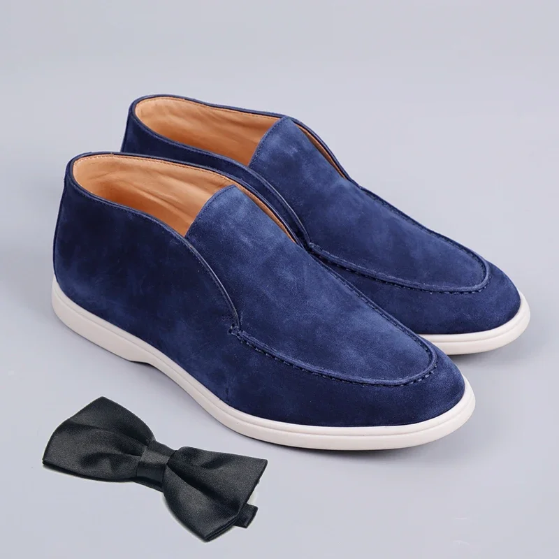 Britský štýl pánske púštne topánky Suede koža koža Chukka pánske topánky Slip-On High Top Top Top Obchod módne obuv Muž