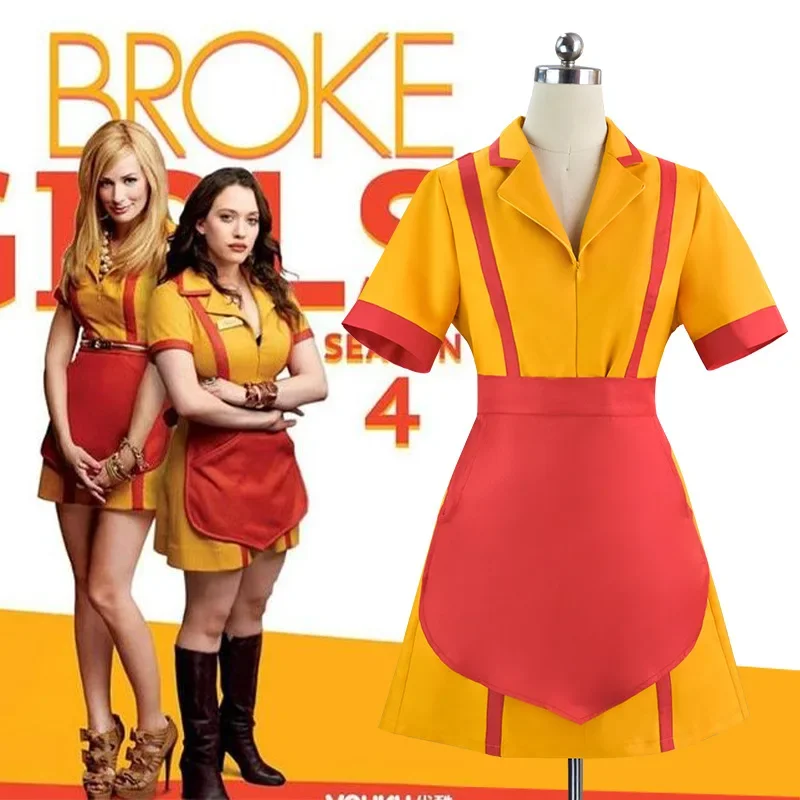 Broke Girls Cosplay šaty kostýmy pre Halloween Girl Party Wear Max Caroline servírka Maid Dress Bar rýchle občerstvenie slúžka Work Show