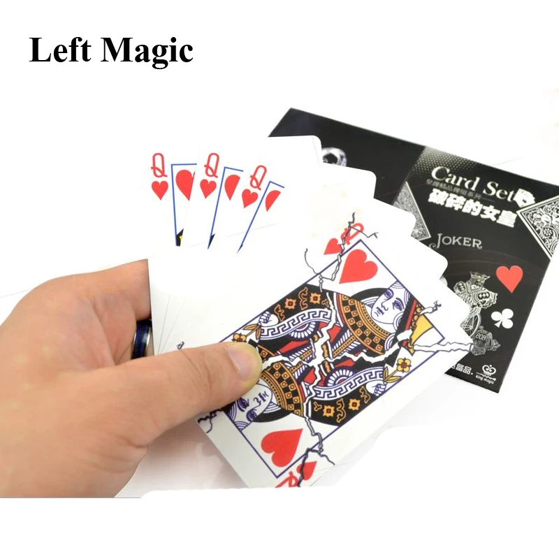 Broken Queen Cards Magic Tricks Close Up Up Street Stage Magic Ress Gimmick kúzelníky príslušenstvo Klasický mentalizmus