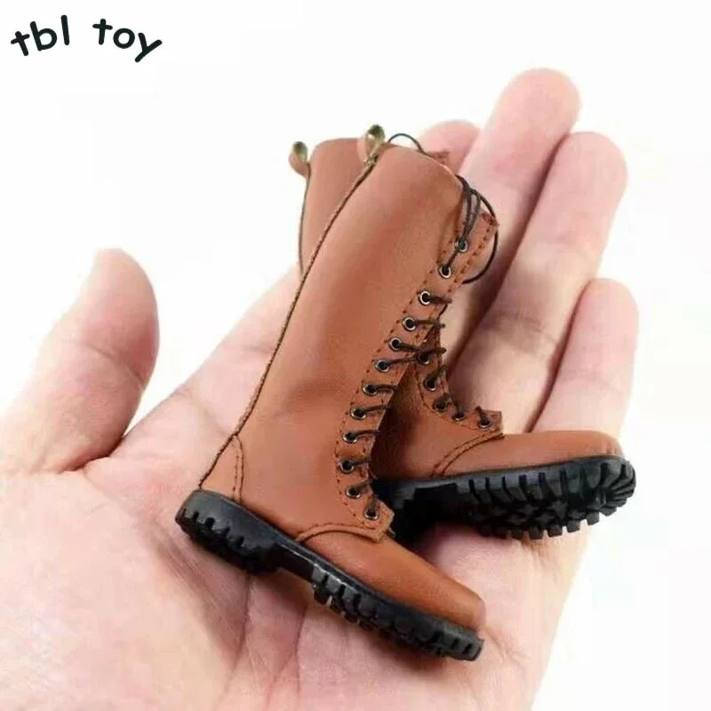 Brown 1/6 v mierke mužské topánky Model Model Long Combat Boots Model Model Fit for 12in odnímateľné nohy pre bábiky Action Figures hračky