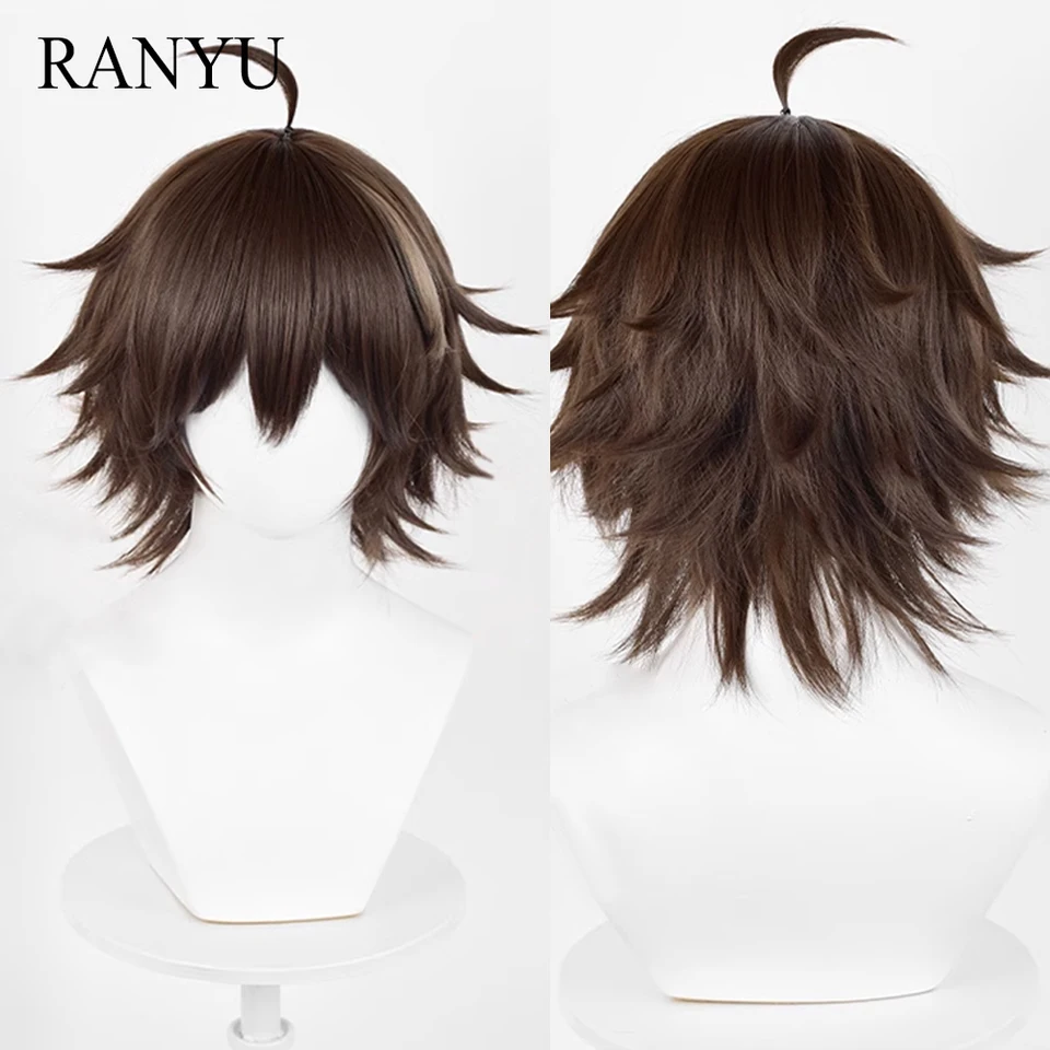 Brown zvýrazňuje syntetickú krátku rovnú parochňu s Bangs Fluffy Anime Game Cosplay Parochňa pre každodennú párty