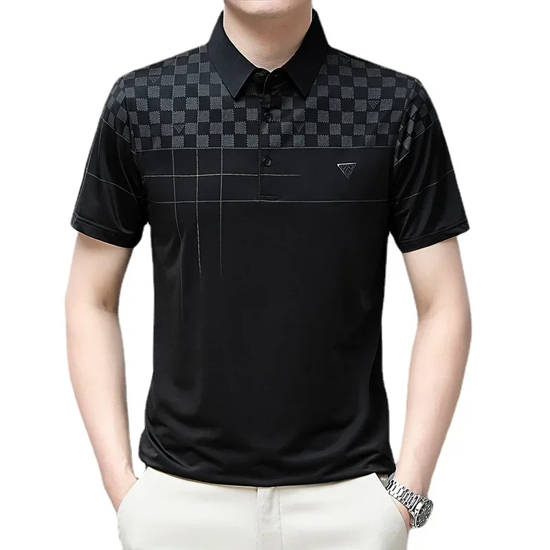 BROWON BRAND THIRNE MEN Obliekanie leto s krátkym rukávom Plaid tlačí muži Tshirt tenké priedušné odbočky