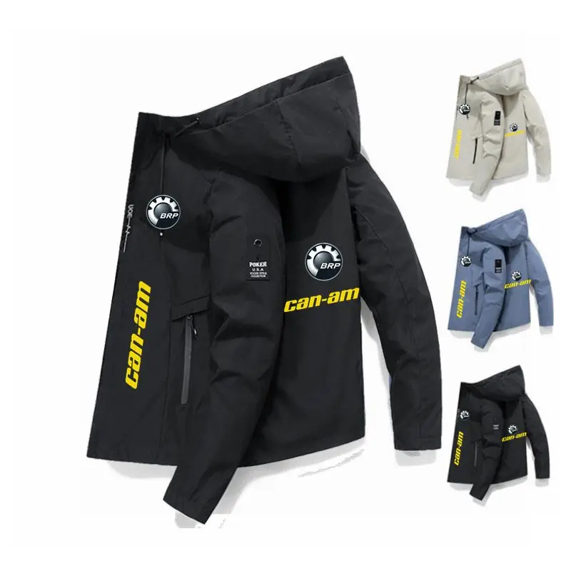 BRP CANAM - Pánske automatické logo tlačené bunda, zips neformálna neformálna práca módna športová jar