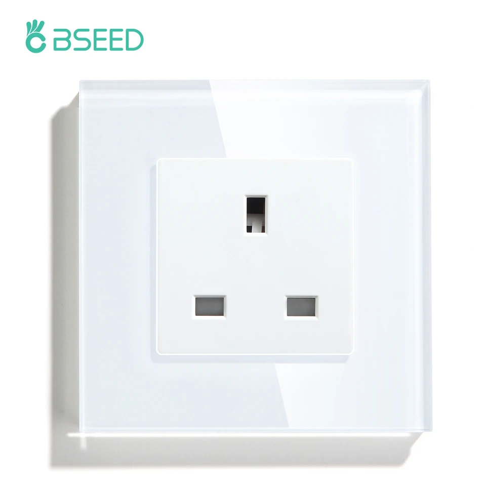BSEED UK MALÁR SOCKET UK ŠTANDARD BLACK BIELA ​​GLODEN CRYSTAL PANEL 13A