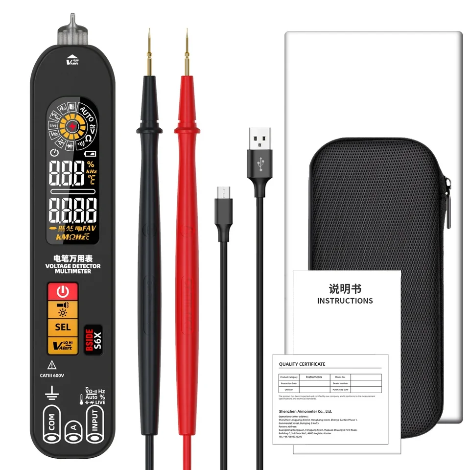 BSIDE S6X SMART MULTIMETER USB Nabíjacie napätie testera pero prerušenia elektronického testera AC DC Non-Contakt LIVE AUTO RESISENCE HZ