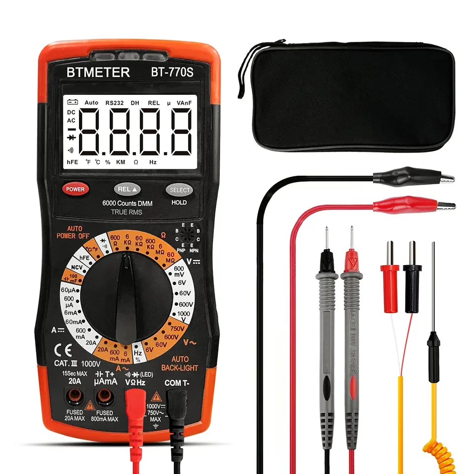 BT-770S Multimeter Manuál Ranging Electrom Glukomer pre frekvenciu kapacity AC DC Volt AMP OHM