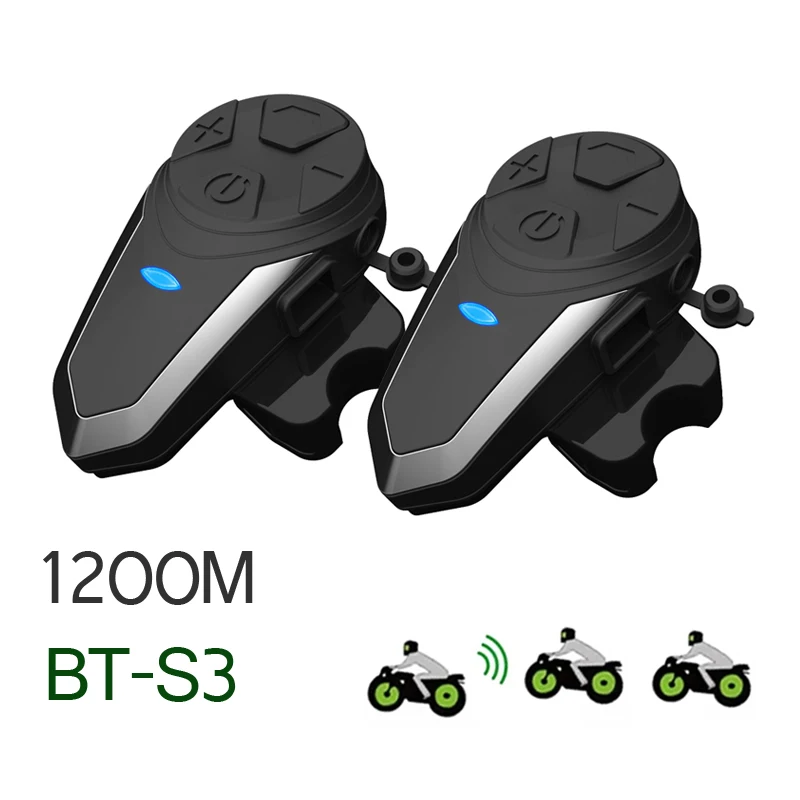 BT-S3 Helma Intercom 1200m Bluetooth kompatibilná náhlavná súprava pre 3 jazdcovia Motorycle Talk Helma Intercom BTS3