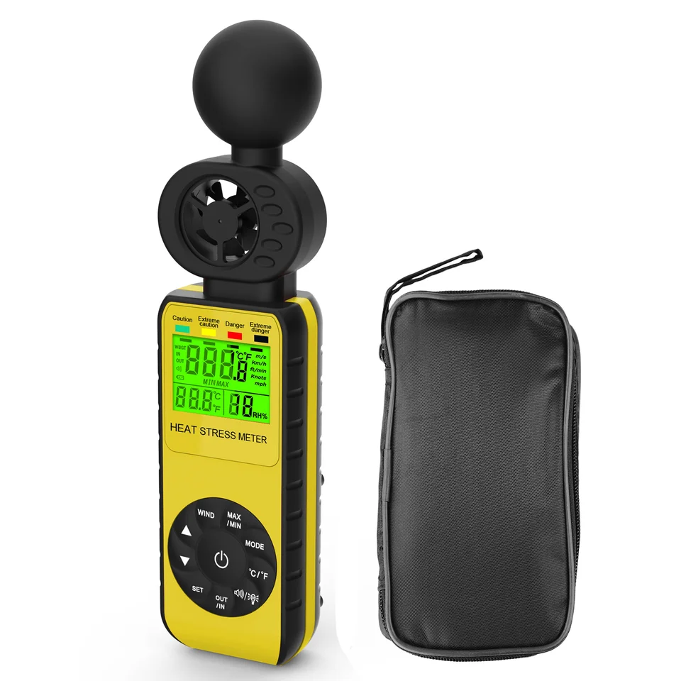 BTMETER BT-881W Vzduchový anemometer RPM Meter Digitálny tachometer Tachometer 4 v 1 merači rýchlosti vetra s testom teploty vlhkosti