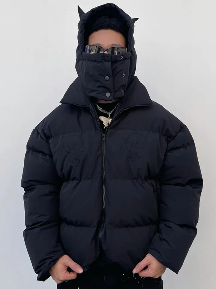 Bublinky Devil Bubble Parkas Muži, Y2K Outwears, Winter Warb Wart Parka, Nadmerné kabáty žien, Bunda pre hip hopové hop