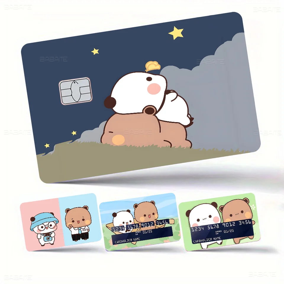 Bubu Dudu Kawaii Cartoon Kreditné karty Skin Skin Stickers for Bank Card Bus Autobus Nálepka na nálepku karty WotoProof Darček