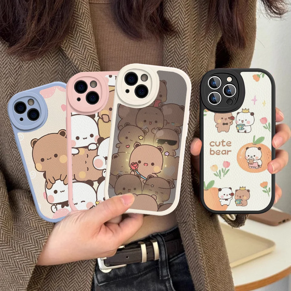 BUBUDUDU PANDA TELEFÓN PRE Tvrdá koža pre iPhone 15 14 13 12 Mini 11 14 Pro Max xs x xr plus fondy