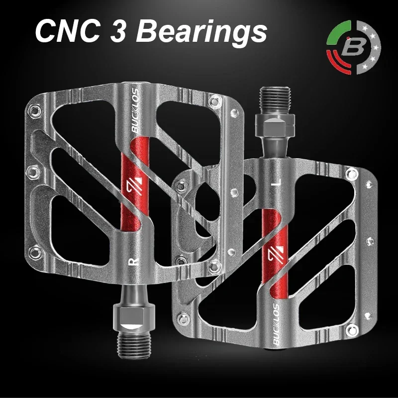 Bucklos Bicycle Pedals 3 ložisko CNC MTB Road Ploché pedály Bike Wide Cycling Ploší