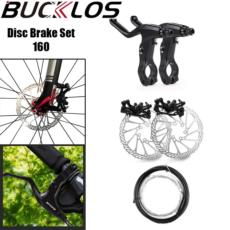 Bucklos G3 160 Mechanická kotúčová brzdová sada F/R Brzdový strmeň nehrdzavejúcej 160 mm rotor ultralight bicykla Brzdová páka s brzdovým káblom