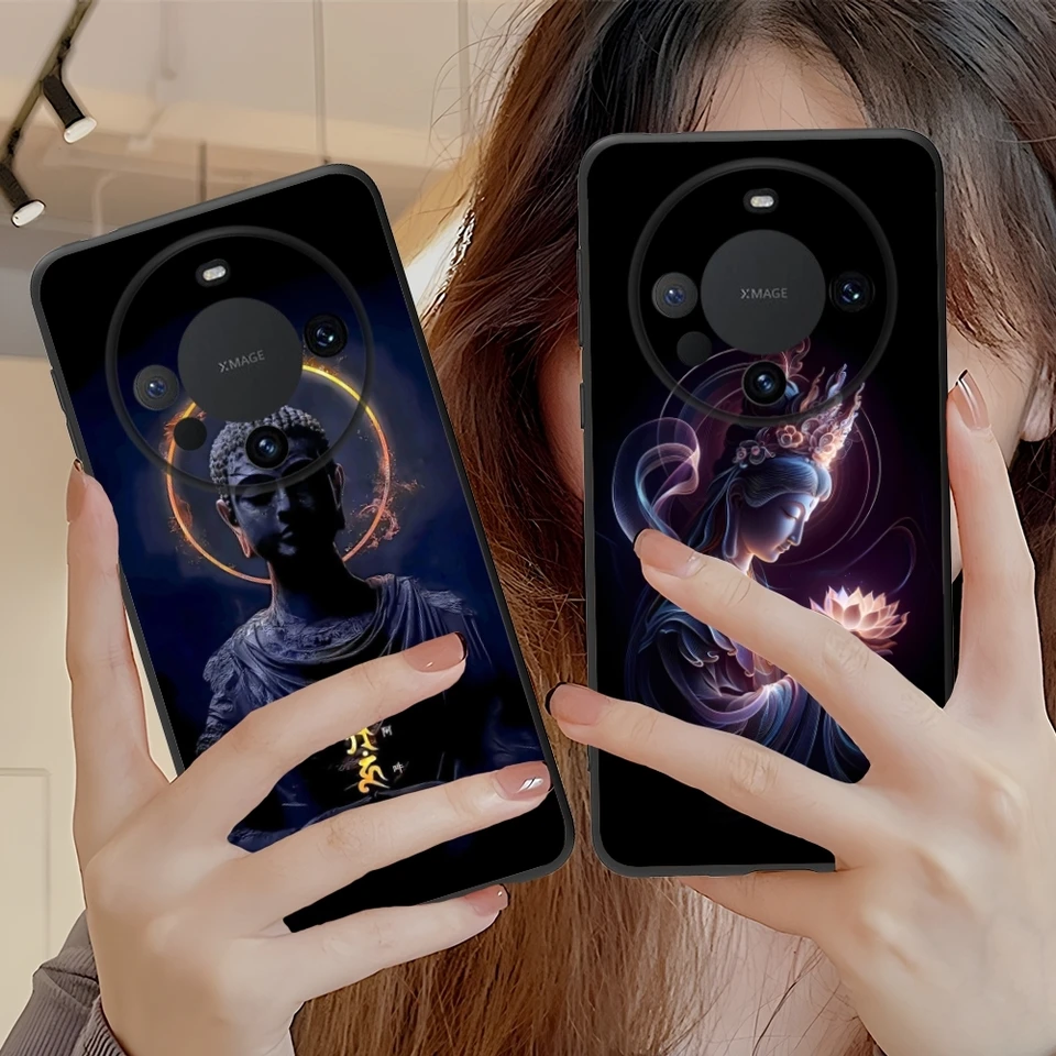 Buddha budhizmus mobilný mobilný inteligentný puzdro pre huawei mate 60 50 50 30 20 10 pro plus lite e 5g čierny mäkký kryt telefónu Shell