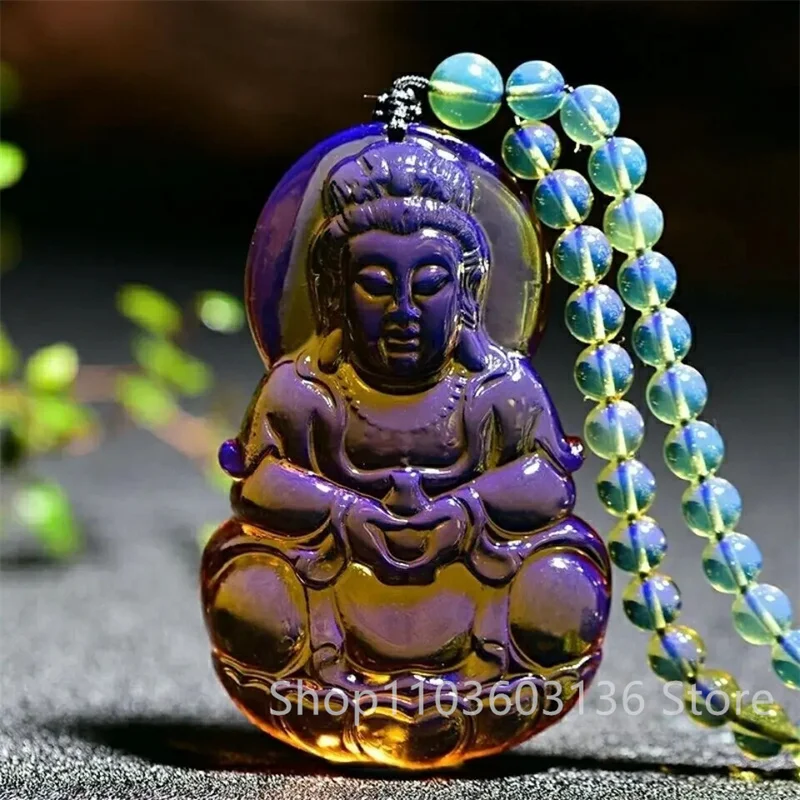 Buddha náhrdelník Natural Domi Blue Potter Pendant Sweater reťaz surového minerálneho medu