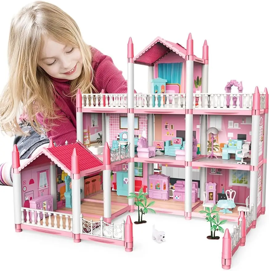 Budova budova Hračky Hračky princezná Doll House set so svetlami nábytok chalupy predstierajte Doll House Set pre domácich majstrov pre dievčatá