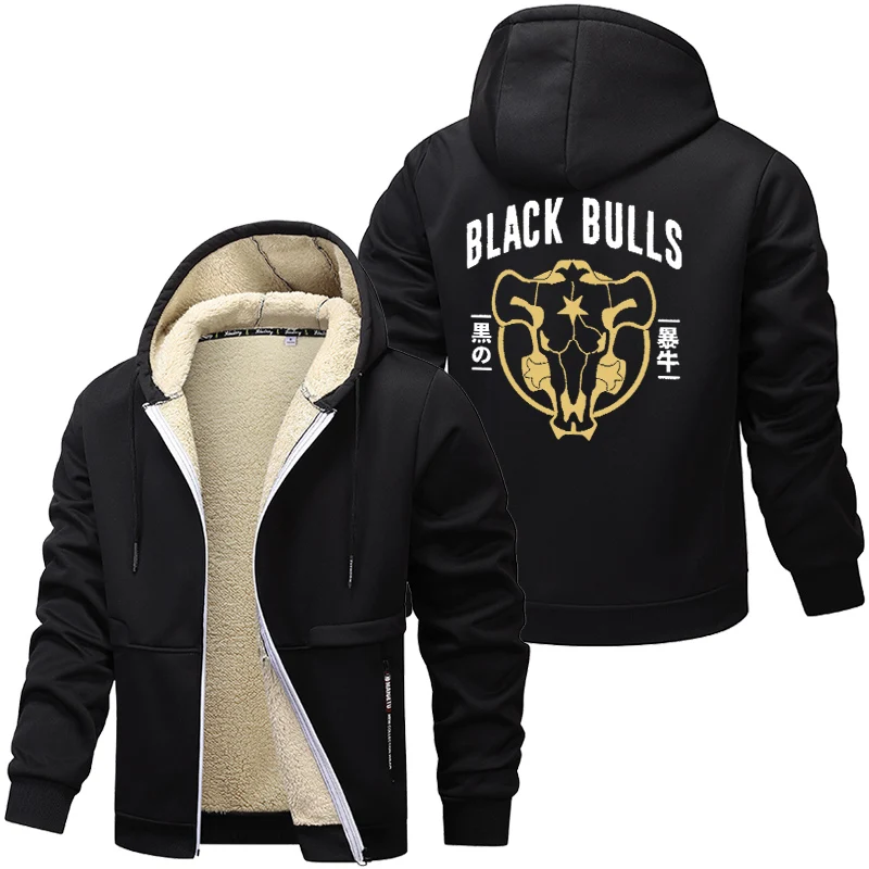 Bull Graphic Sherpa -lemované bundy pre mužov Zimné plyšové fleecové kabáty s vreckami zipsov zipsová mikina mikiny