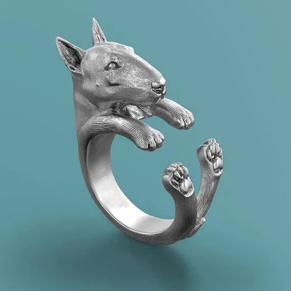 Bull Terrier prsteň zadarmo nastaviteľná veľkosť šteňa prsteňa a prsteň všetkých milovníkov domácich miláčikov