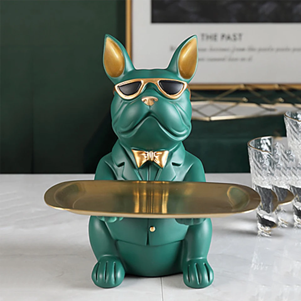 Bulldog Cool Sculpture Dog Ornament Butler Storage Box s dekoráciou Nordic Table Resin Animal Sculpture Coin Piggy Bank Bank