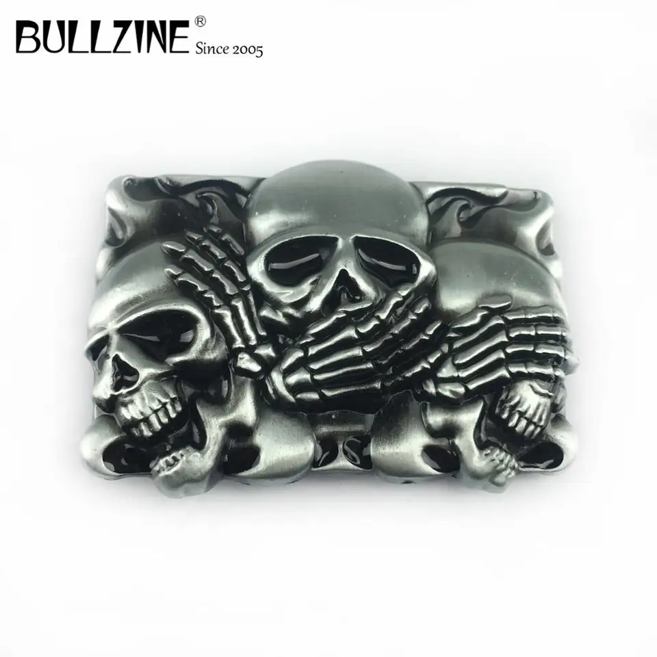 Bullzine veľkoobchodný retro zink zliatina lebka lebka Buckle cín finish fp-03399 cool kovbojské džínsy