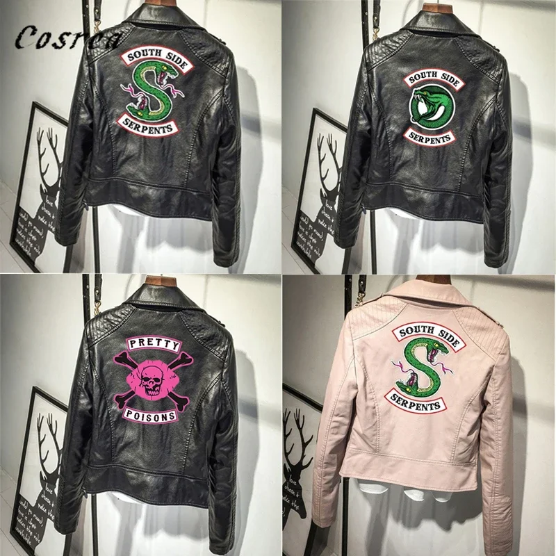 Bunda Riverdale Coat South Side Serpents Riverdale Southside Pu Kožené bundy Serpents Streetwear Leather Outwear Coat Women