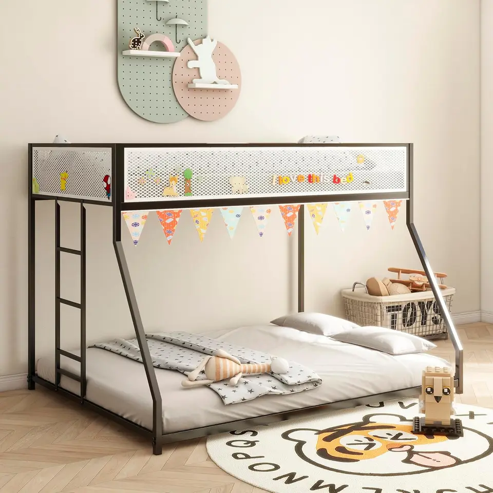 Bunk Bed Twin Over - Lifesky Metal Bunkbed Rám pre malú izbu detskej izby pre deti - nízky profil pre deti 6+