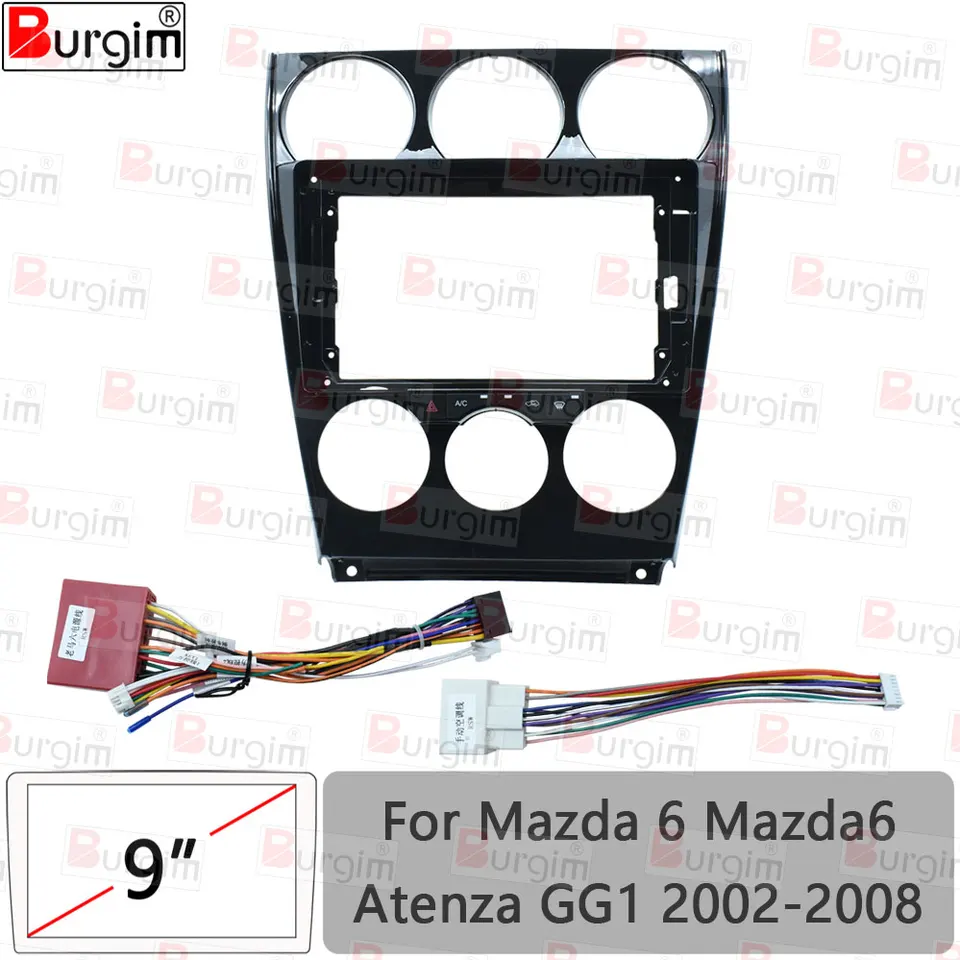 Burgim Car Android Radio Frame pre Mazda 6 Mazda6 Atenza GG1 2002-2008 9 palcov 2Din Fascia Stereo panel 16pin káblové drôty Canbus