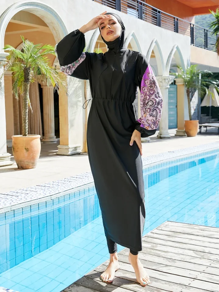 Burkini femme moslimské plavky Ženy 2024 Dlhé rukávy Svietiky Islamský kúpalisko Scrmest Roups Plain Swimwear s hidžábovým oblečením