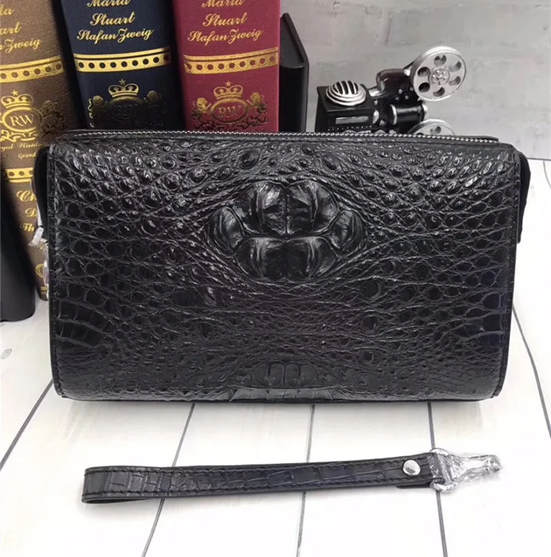 Business Style Autentický krokodíl kožené heslo uzamknutia Závesť Men mužské náramky Originálny aligátor Skin Skin Male Clutch Bag Card Card