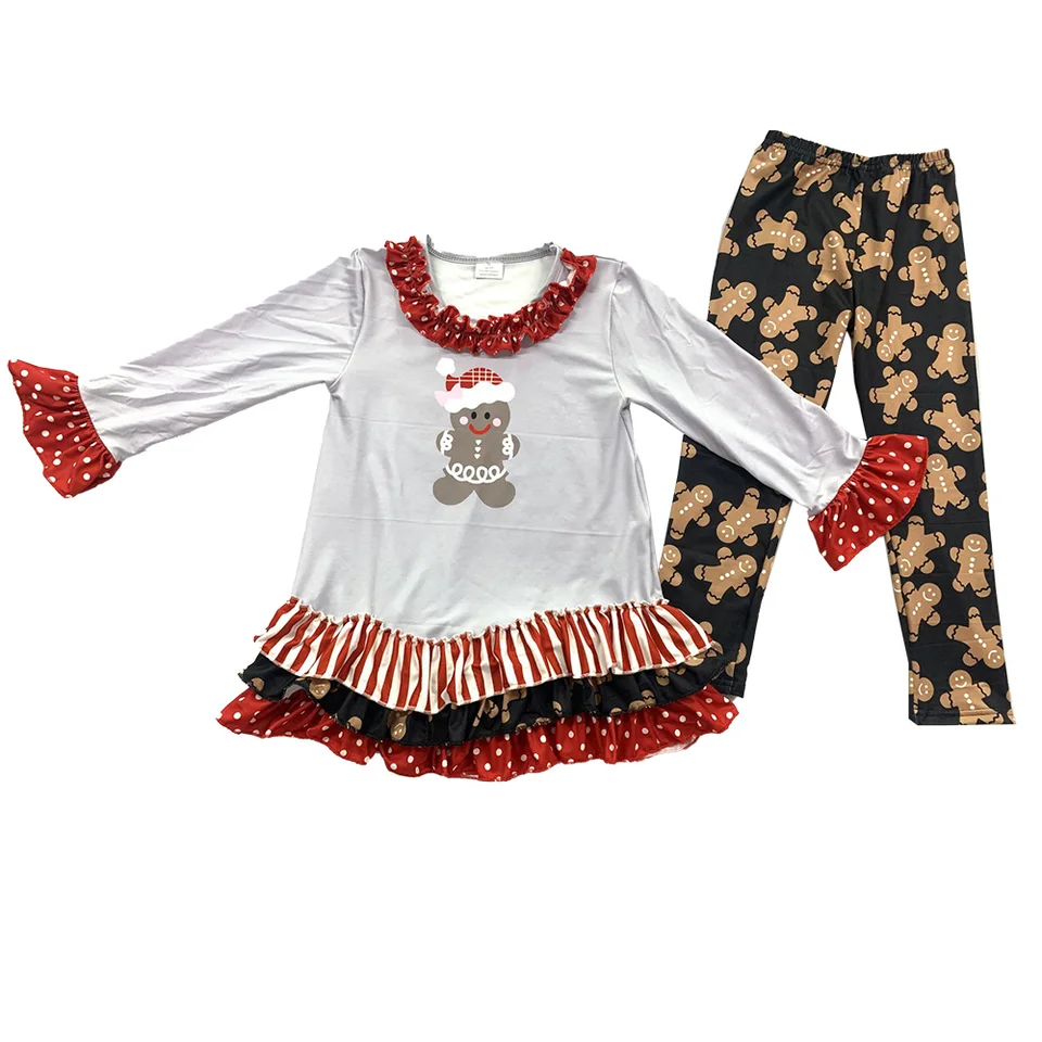 Butikové detské oblečenie Set Ruff Cuffs Trojvrstvové voláčkové lem Top Tričko Cookie čerešňové tlačiarenské nohavice Detské oblečenie CHLATICKY C
