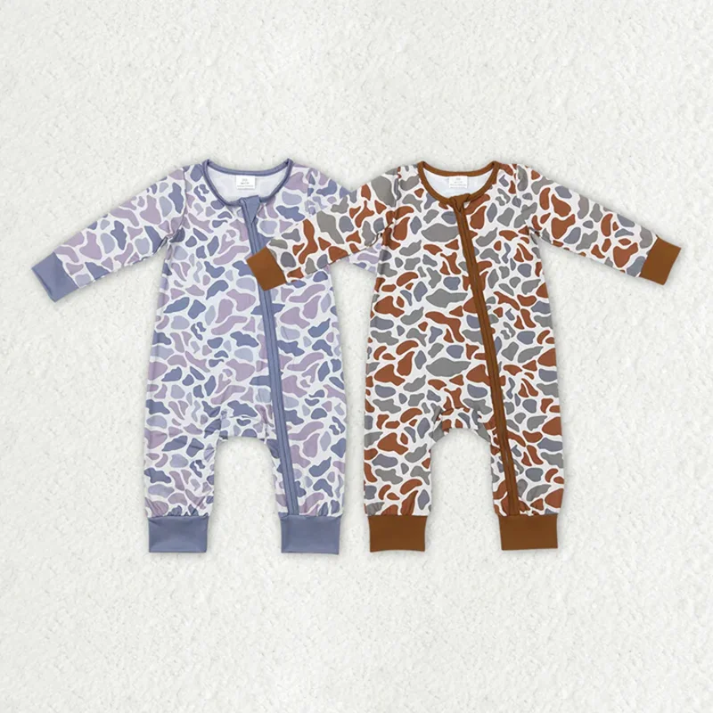 Butique Baby Dojčenské chlapcovia Ruky s dlhým rukávom camo zips plasky Rompers módne detské oblečenie batoľa chlapci dievčat