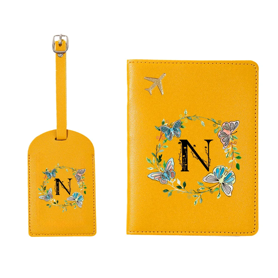 Butterfly a Lotus Black Letter Printed Leather Passport Cover, nepremokavá cestovná kreditná karta, pánska a dámska Passpor