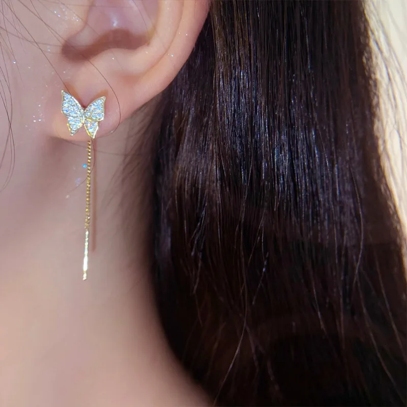 Butterfly Earline Sámne náušnice s elegantným a luxusným dizajnom západného štýlu Internet Červené náušnice Tassel