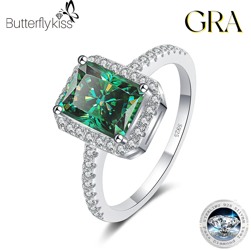 Butterflykiss certifikovaný Radiant Cut Moissanite zásnubný prsteň 1Ct 2Ct Diamond Návrh prsteňov