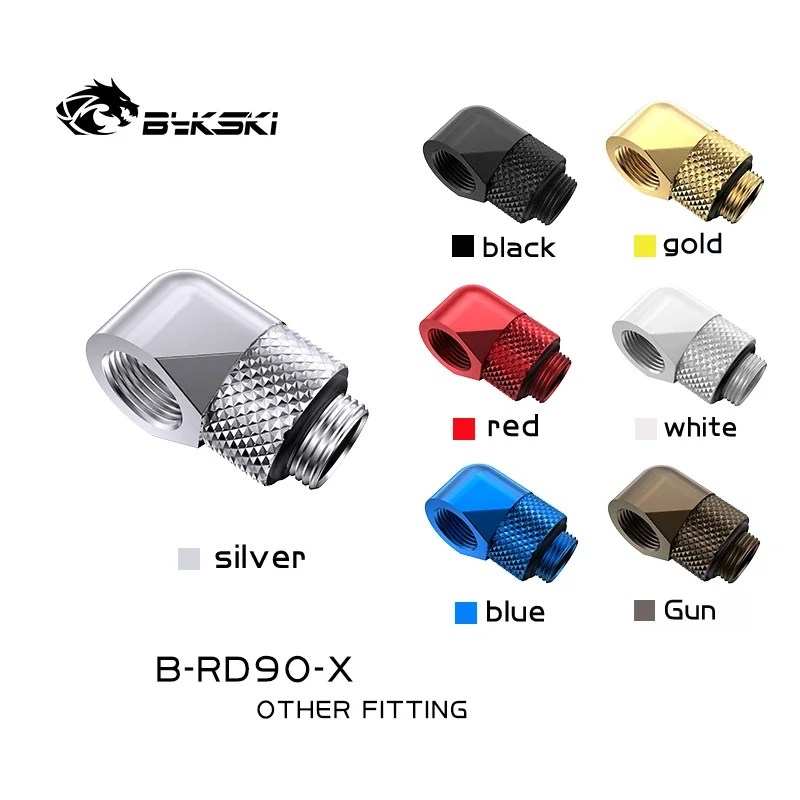BYKSKI B-RD90-X, G1/4 '' 90 stupňov Rotačné tvarovky tvrdej trubice, adaptér na chladenie konektorov s vodou pre PC