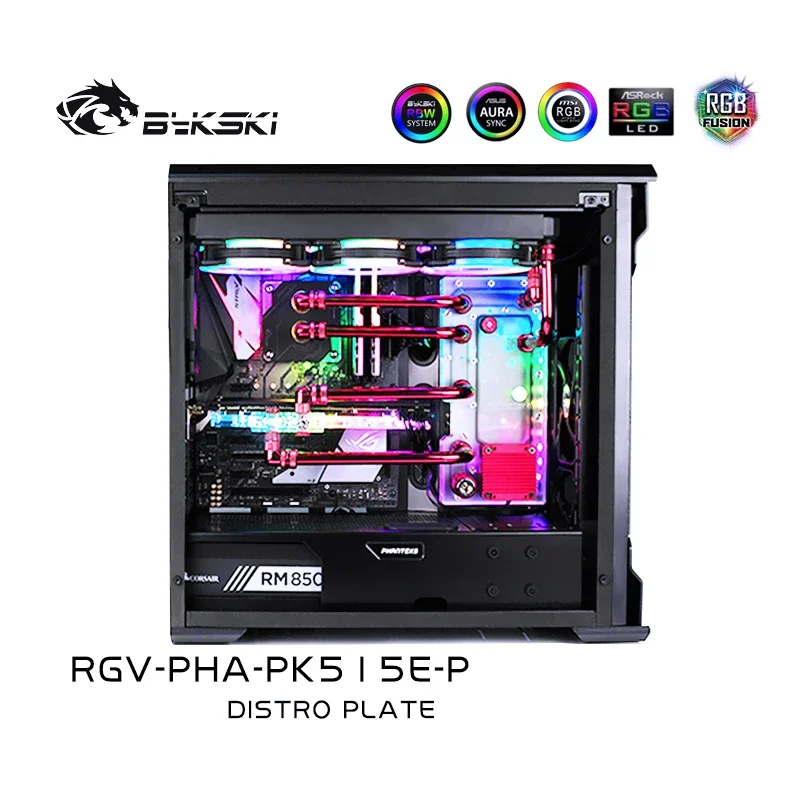 BYKSKI RGV-PHA-PK515E-P, Distro Plate pre Phanteks PK515E, Case, Mod Waterway Board Reservoir Kit pre CPU GPU PC Water Cooling