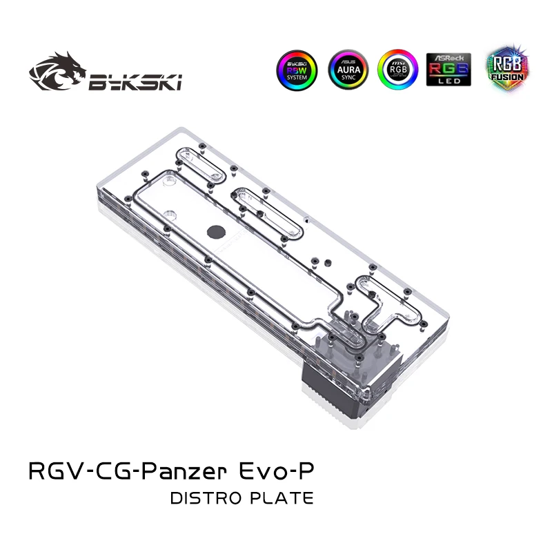BYKSKICI ACryl Distro Plate Použitie pre puzdro Cougar Panzer EVO / 3PIN 5V D-RGB / Combo DDC čerpadlo Cool Water Cannel Riešenie