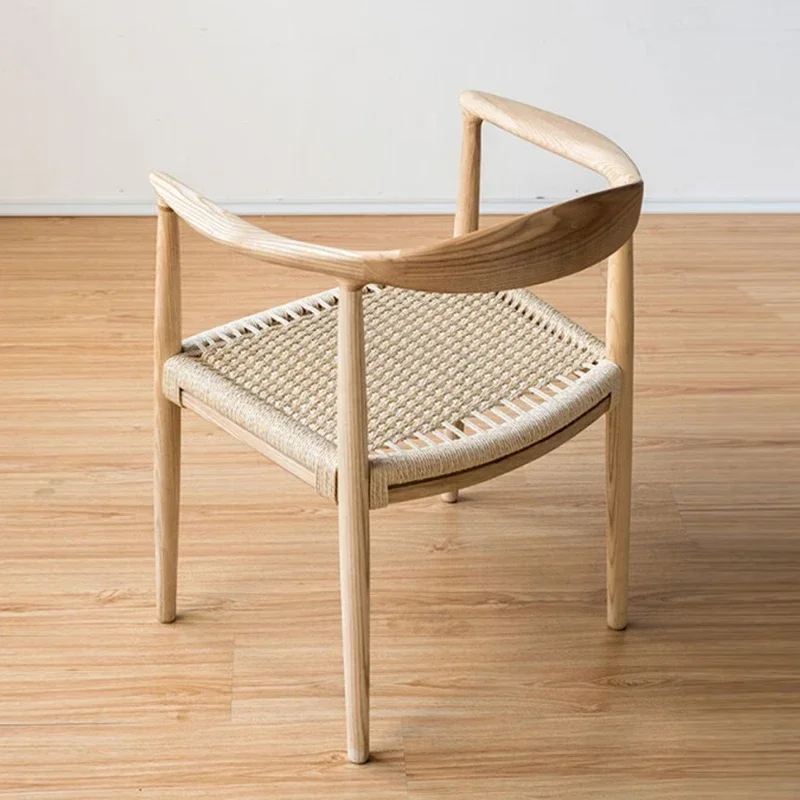 Béžové ratan jedálenské stoličky drevené nordické pohodlné spálne salónik Dizajnér číry minimalistický silla komedor Silla nábytok