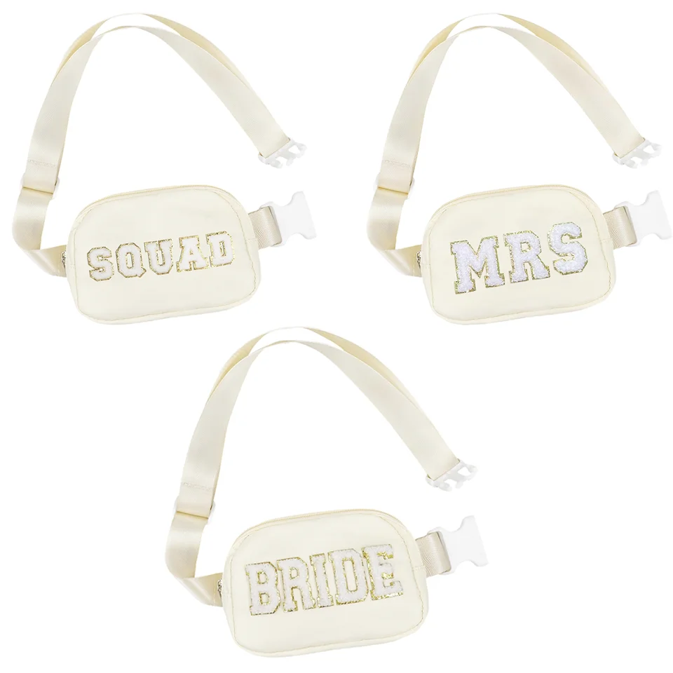 Béžový pás Crossbody Bag Mrs Bride, ktorá sa stane bakalárskou párty pre družičky darčeky slúžky čestnej svadobnej večierky Svadobný deň