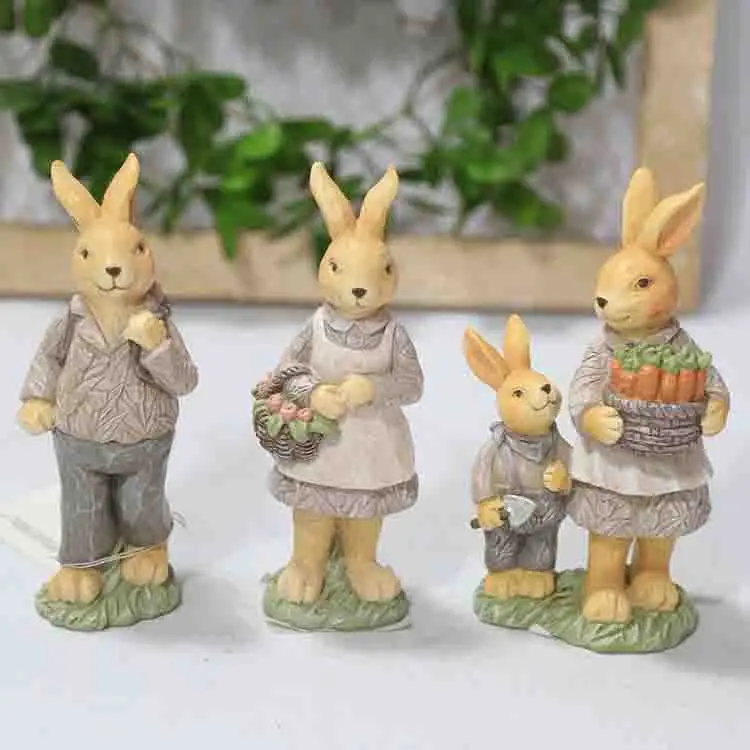 C Arrot Resin Bunny Dekorácie ozdoby Veľkonočné zviera Socha tulipánovej spálne obývacia izba dekorácia