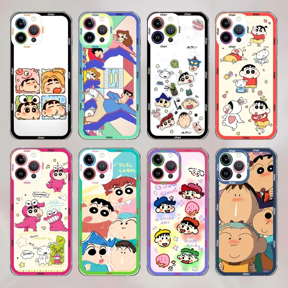 C-Crayon Shin-Chan telefónny puzdro pre iPhone 11 12 13 14 15 16 Pro Max xs x xr 7 8 plus SE 2022 Slack odolný voči nárazu