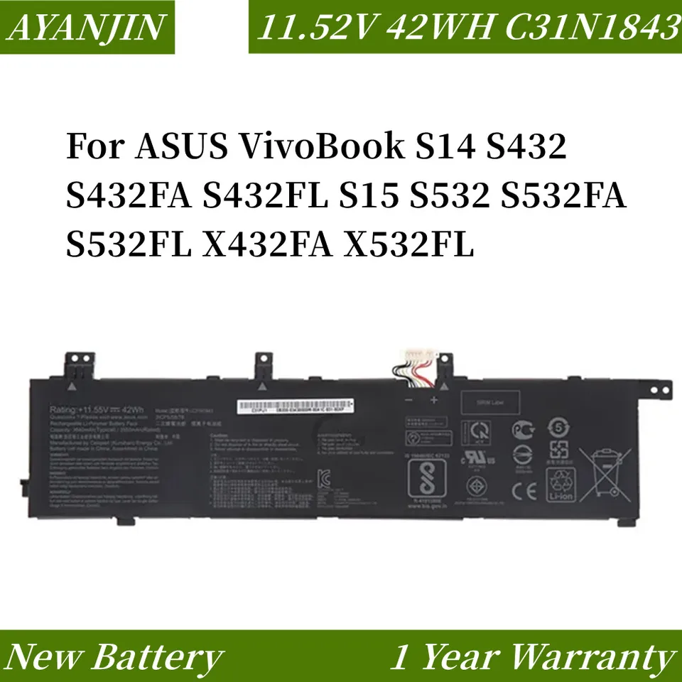 C31N1843 3640MAH laptop batérie pre ASUS VivOBook X432FA X532FL S14 S432 S432FA S432FL S15 S532 S532FA S532FL 0B200-03430000 NOVÝ