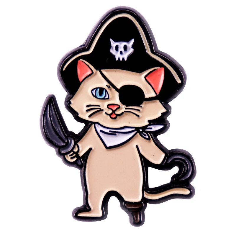 C5002 Cute Cartoon Pirát Cat odznak mačiatko mačiatko enamel pin brošňa šperky klopa kolíky pre batohové aktovky odznaky Darček
