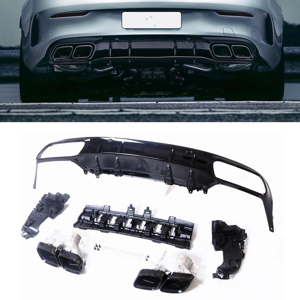 C63 STYLE Body Kit pre Mercedes-Benz W205 C Class AMG Coupe 2 Door 2015-2021 Zadný nárazník Lip+Čierny výfukový tlmič výfuku