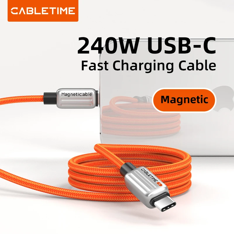 CableTime Magnetic PD240W PD3.1 Kábel USB C až USB C rýchle nabíjačku Typ C do C napájanie pre telefón 16 15 Pro Max iPad Max